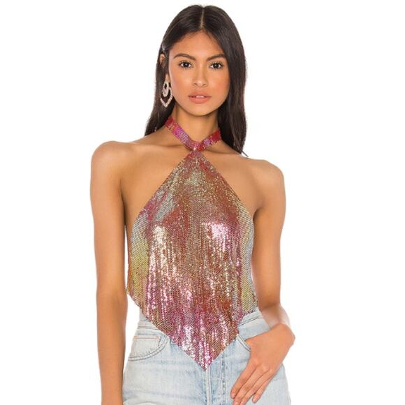 superdown Sage Chain Crop Top in Pink NWT Size Medium - Picture 1 of 3